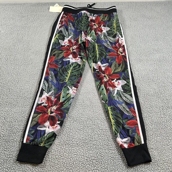 C&C California Pants - C&C California Pants Womens Large Multicolor Tropical Floral Jogger Side Stripe
